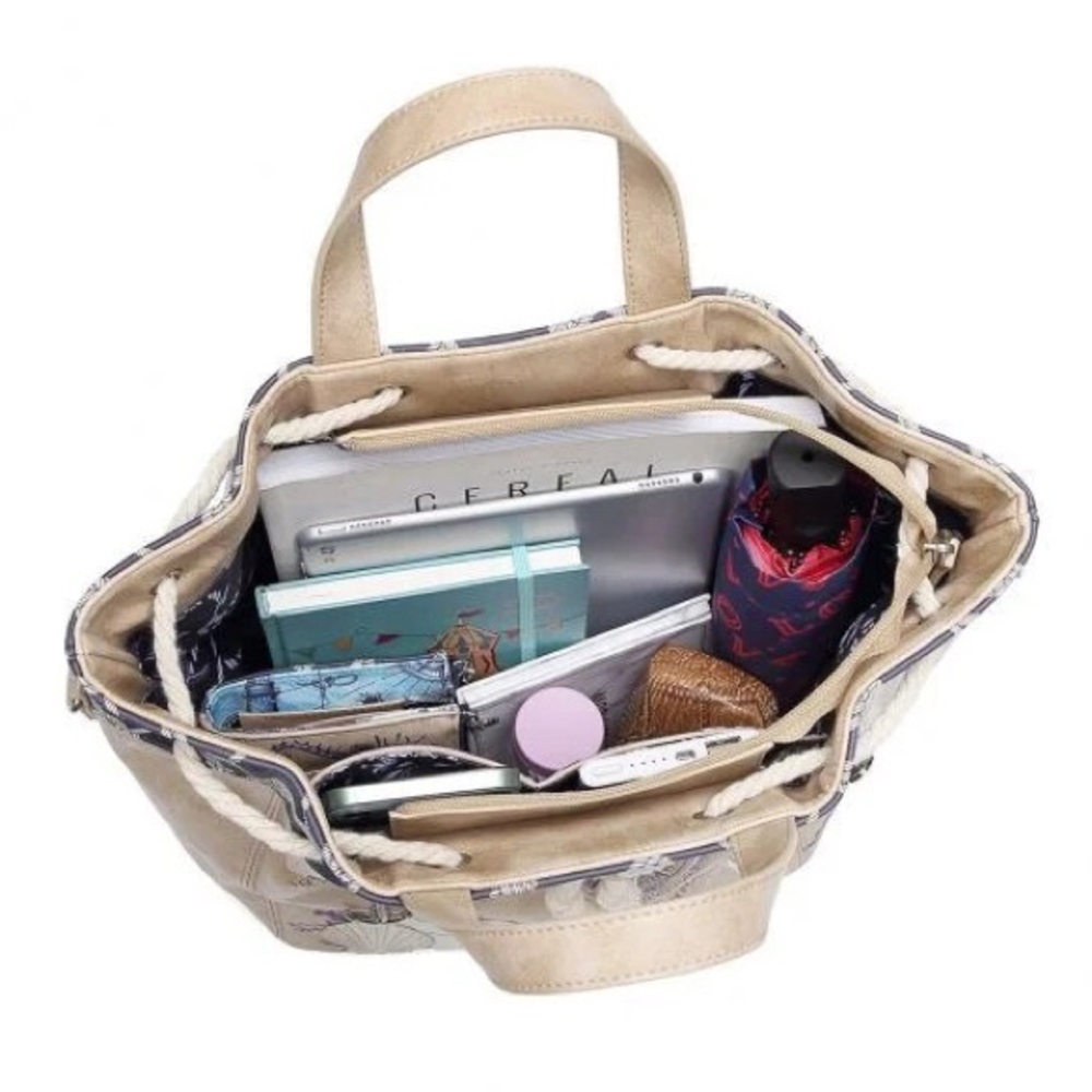 Beige Nautical Backpack with Rope Accents - Picture 7 of 12